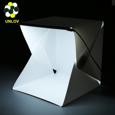 Portable Folding Studio Diffuse Soft Box With LED Light Black White Photography Background Photo Studio box