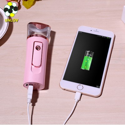 2019 China supplier USB Rechargeable Mini handy Atomizer Face Moisturizing cool nano mist spray humidifier with power bank