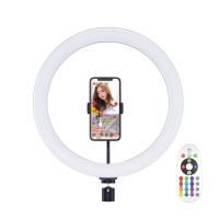 RK-42 RGB 12 Inches Professional Studio Ring Light Stand LED Ring Light Live Streaming Table Ring Fill Light